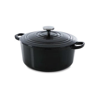 Cocotte en fonte Bk bordeaux 24 cm 4,2 l - cocotte induction - cocotte en fonte - passe au four jusqu'à 230 degrés - couvercle avec anneaux anti-goutte - intérieur émail blanc - noir