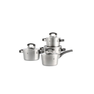 Ensemble de casseroles en verre conique Bk cool - 4 pièces + couvercles - acier inoxydable
