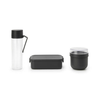 Brabantia make take set petit-déjeuner et déjeuner - 3 pièces - plastique - gris foncé