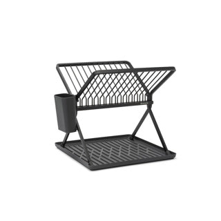 Égouttoir à vaisselle Brabantia - pliable - avec porte-couverts - compact - gris foncé