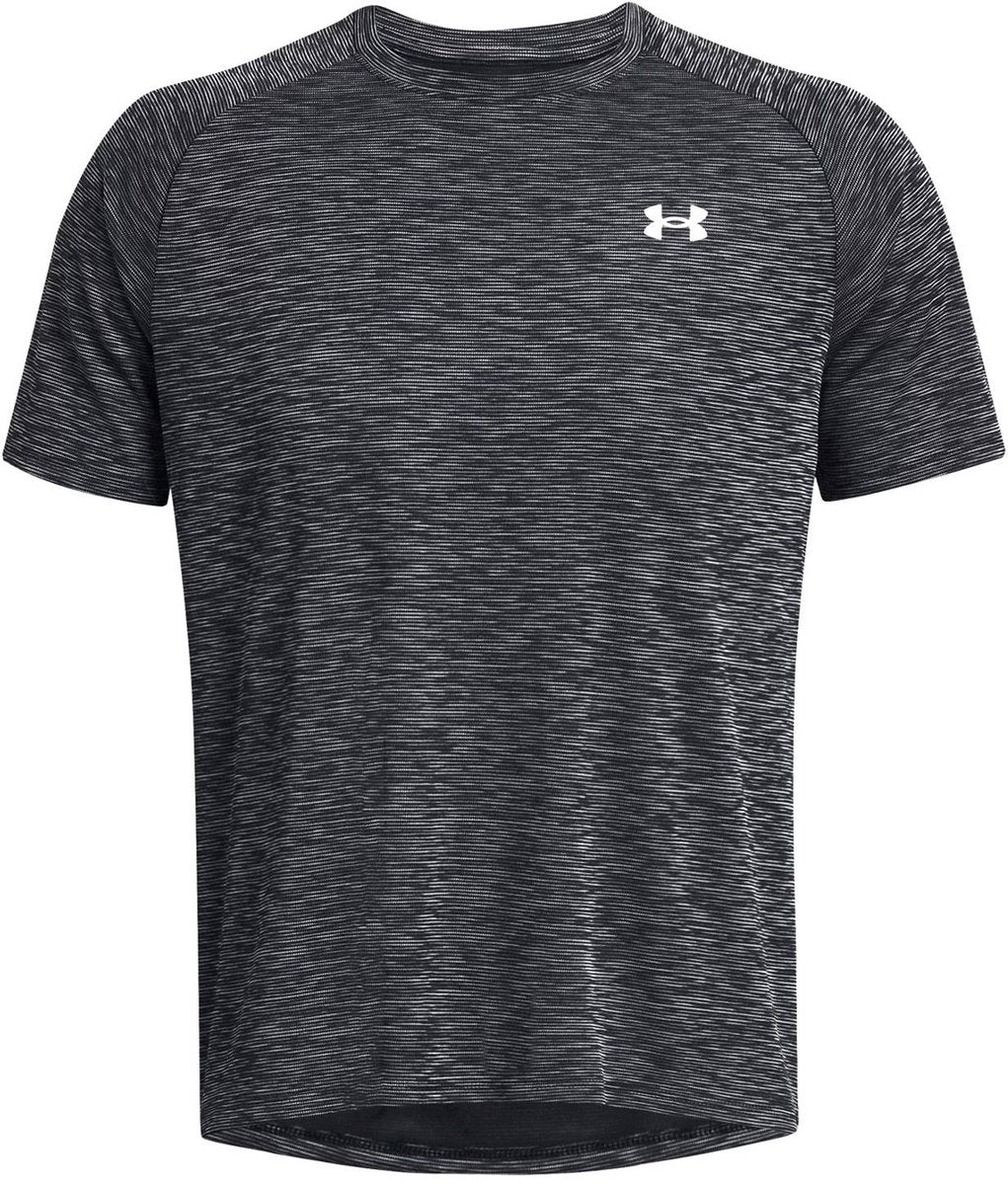 Under Armour UA Tech Texture Red SS-BLK Chemise de sport pour hommes - Noir - Blanc