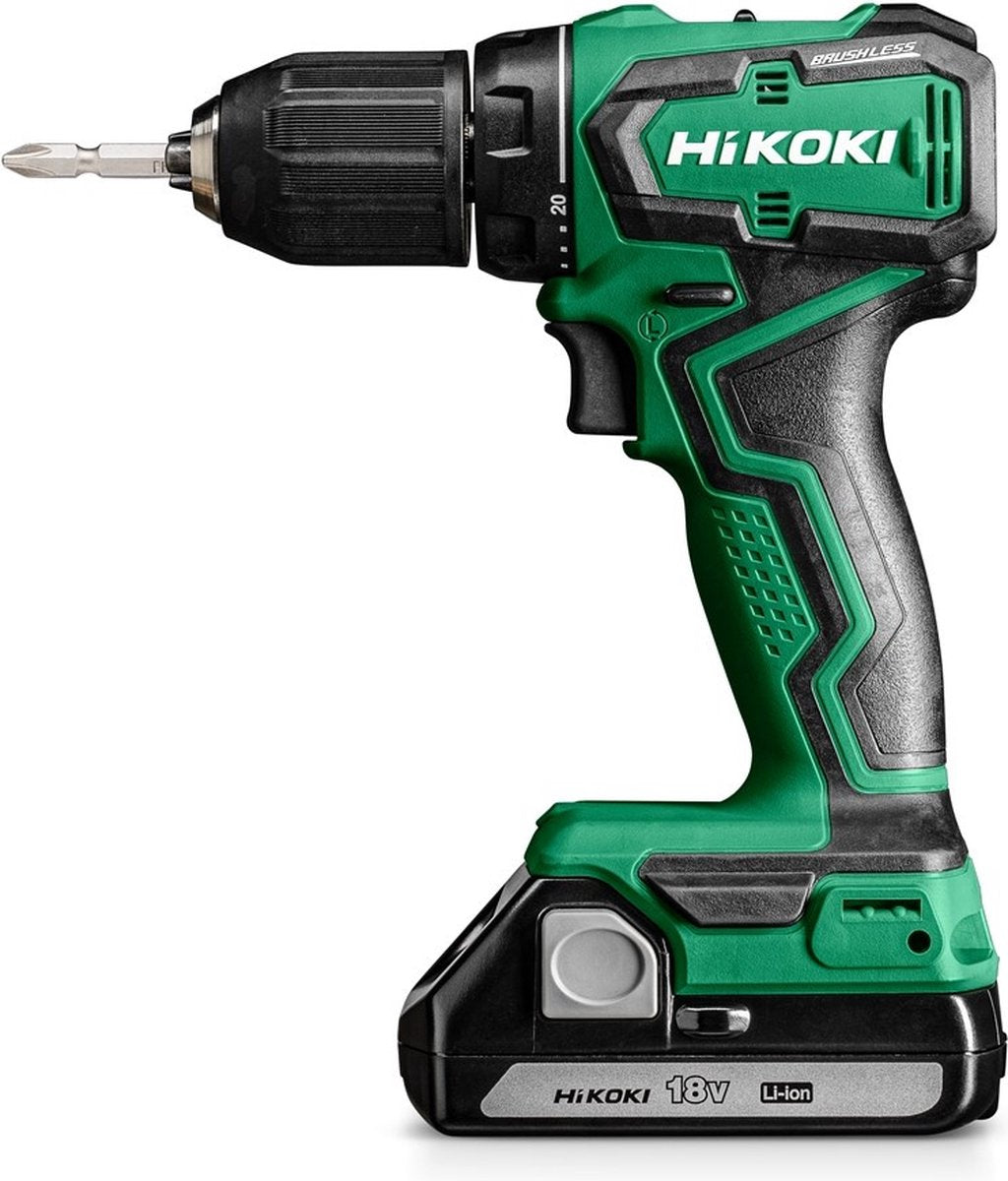 Perceuse-visseuse sans fil Hikoki ds18dd wrz | 18v | 55 nm | comprenant 2 batteries (2,0ah) et un chargeur | dans hsc ii ds18ddwrz
