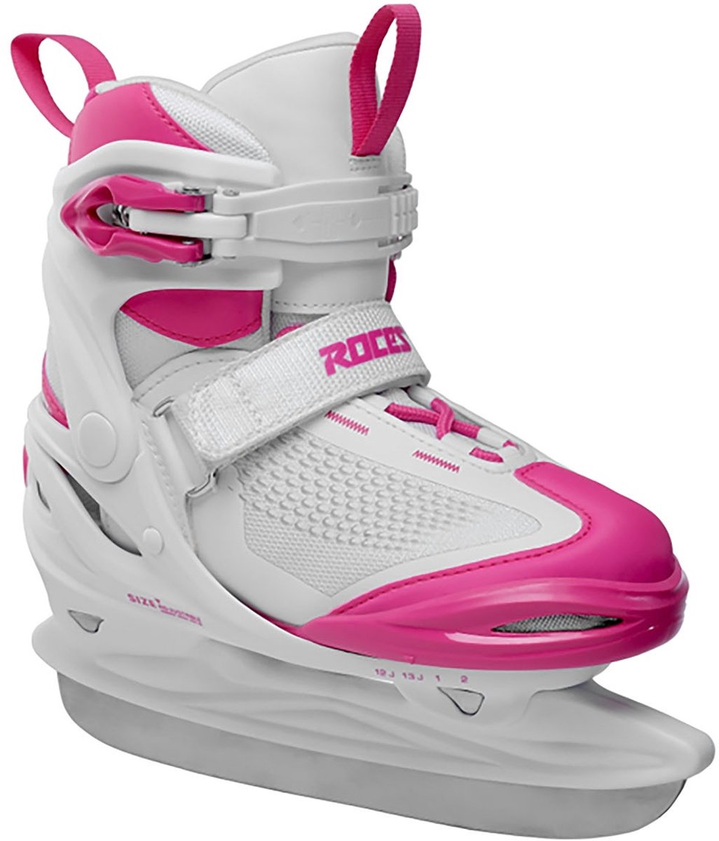 Roces – moody ice x girl – patins réglables – patins pour enfants – blanc rose – maintien supplémentaire de la cheville confort fit – taille 36-40