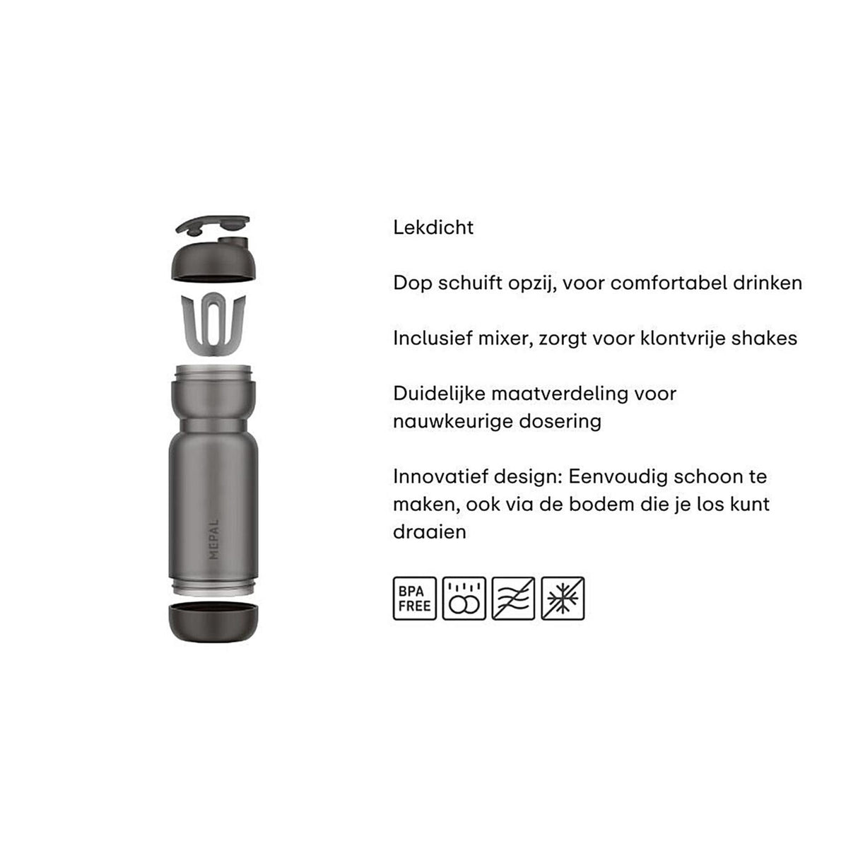 Mepal sports shake cup 800ml - graphite noir