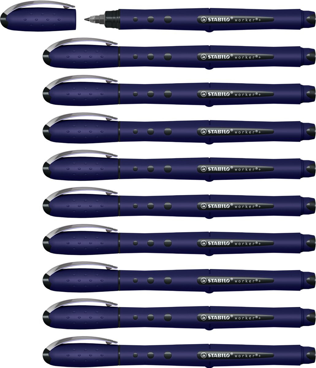 Stabilo travailleur+ - roller 0,5 mm - naturecolors fleurs sauvages - bleu outremer - boîte de 10 pièces