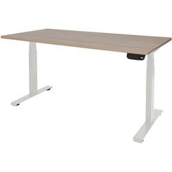 Zit-sta-bureau schaffenburg dextro plus melamine bruin, wit