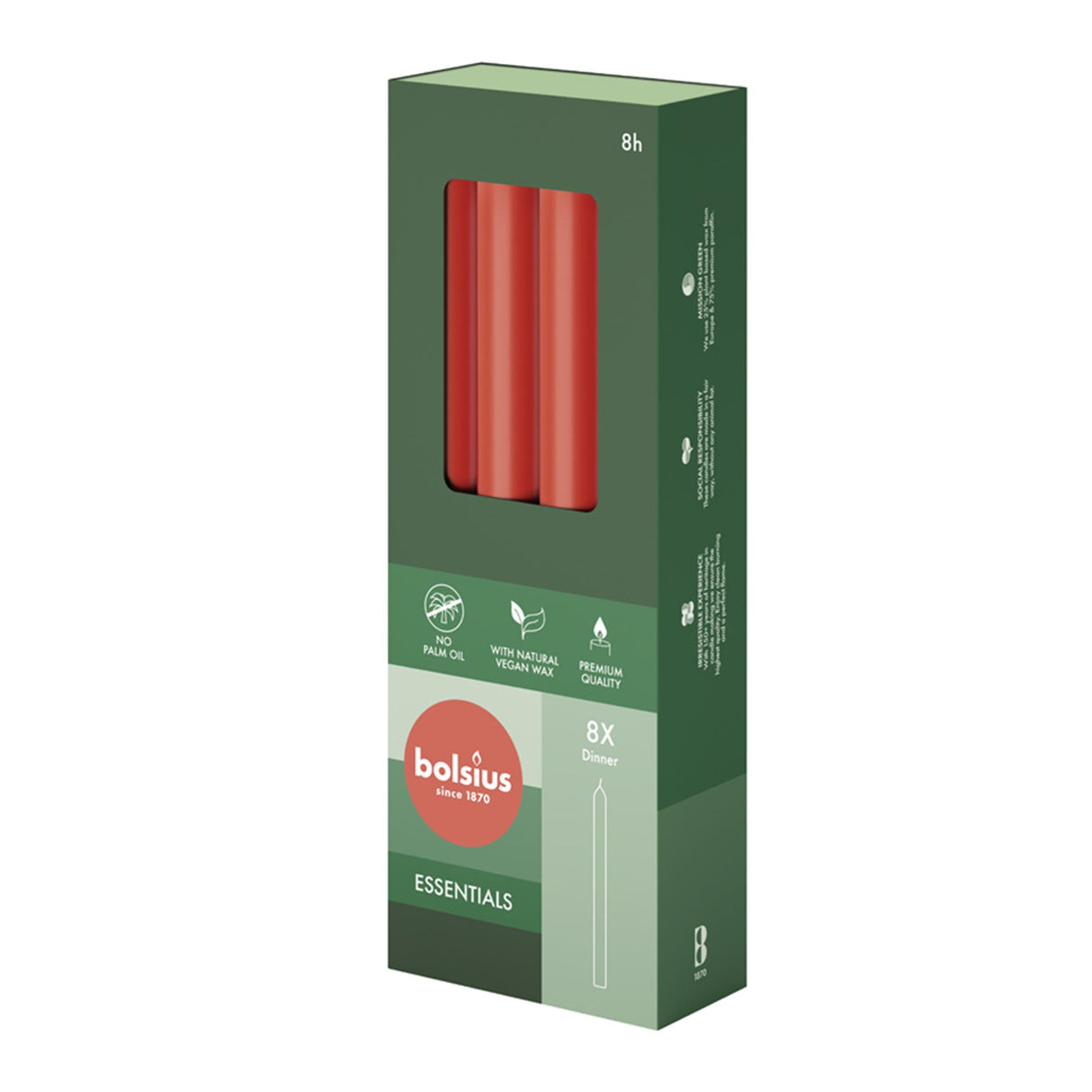 Bougies de dîner Bolsius 230 20 rouge 8 pièces
