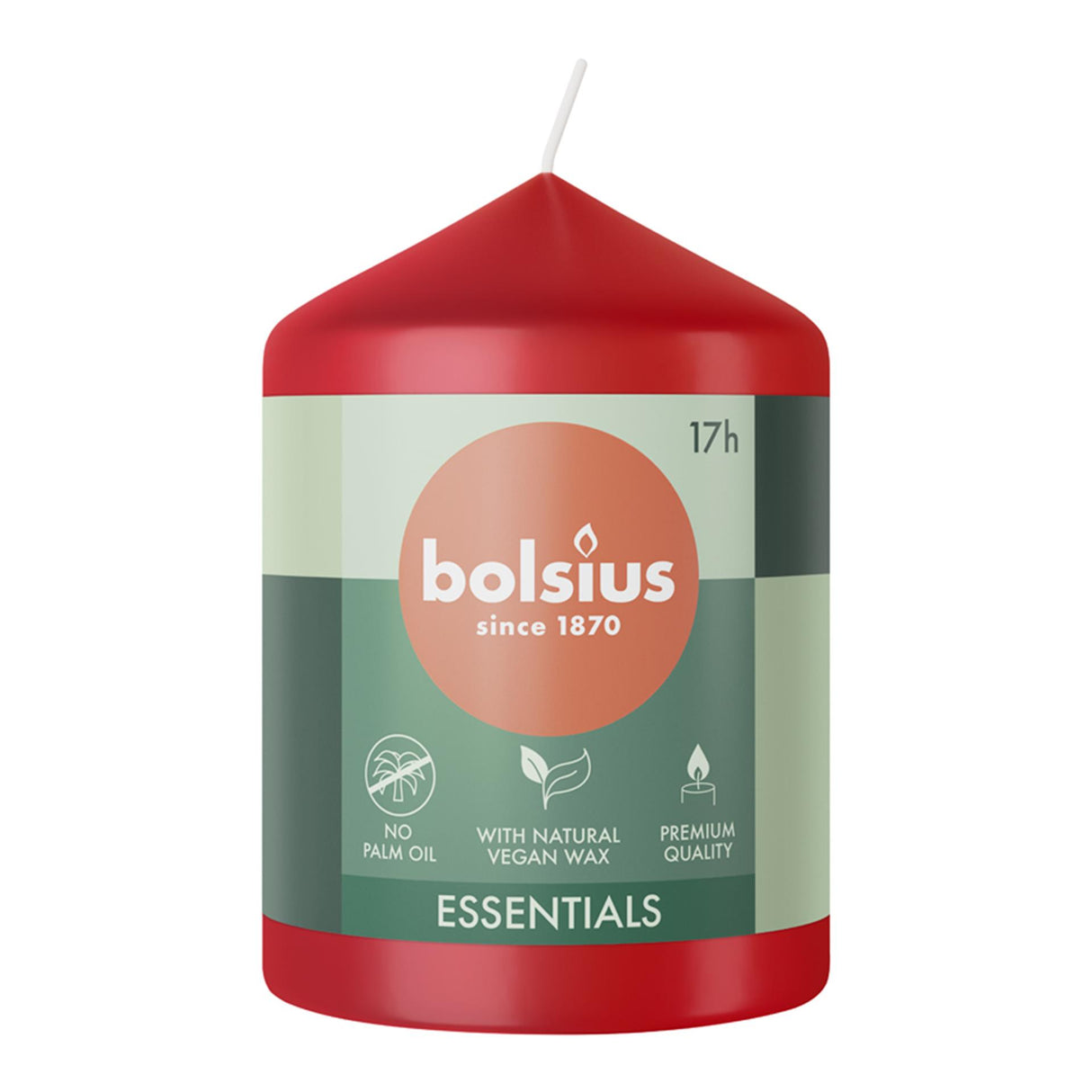 Bougie pilier Bolsius 80 58 rouge délicat