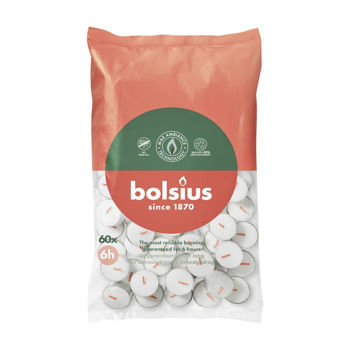 Bougie chauffe-plat Bolsius sachet 6 heures 60 | 6 pièces