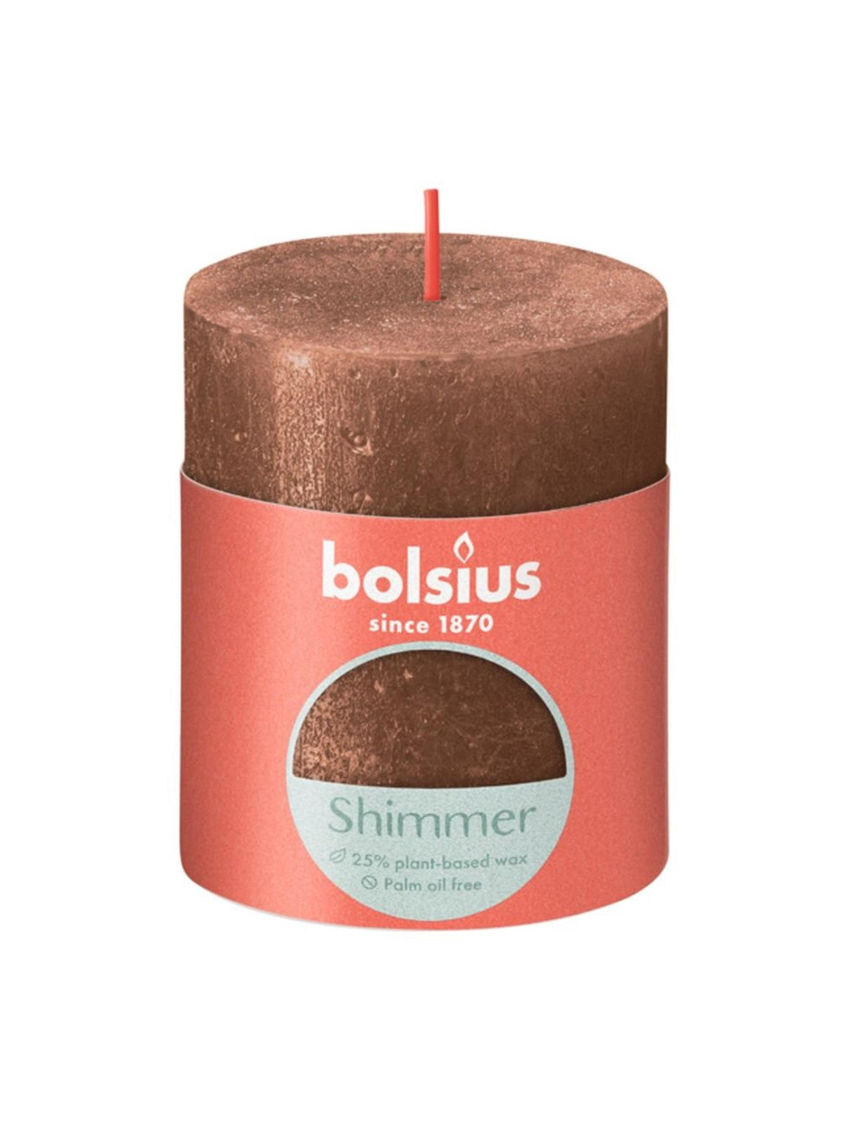 Bougie pilier rustique Bolsius 80 68 cuivre