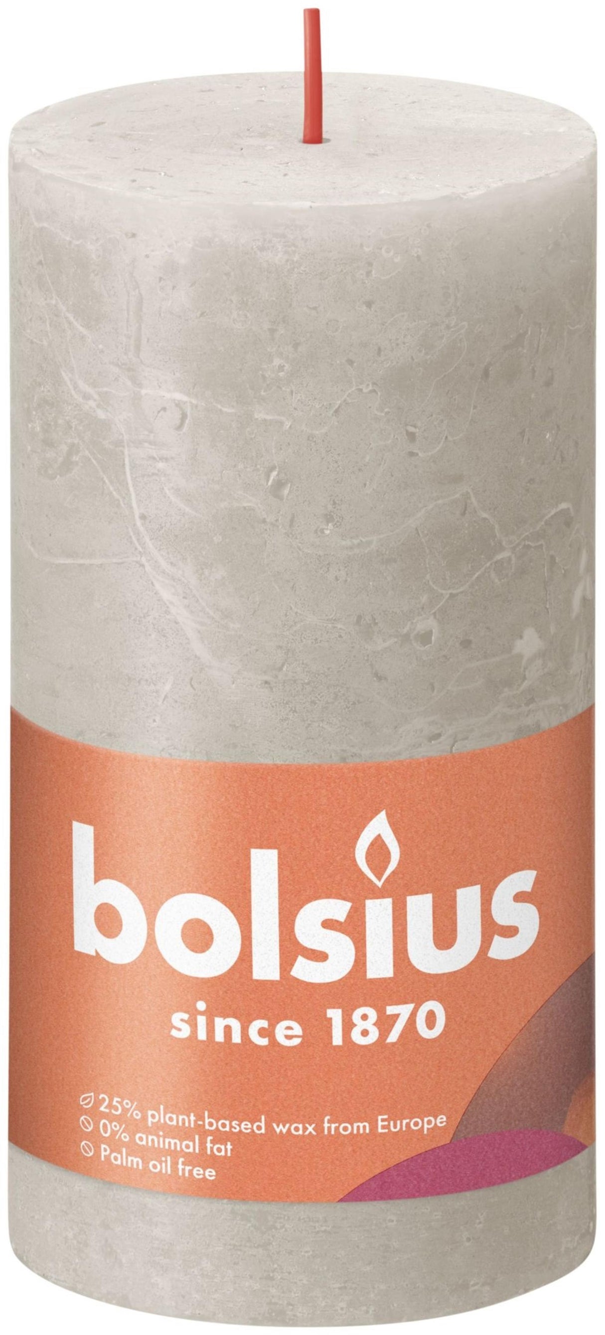 Bougie pilier rustique Bolsius 130 68 gris