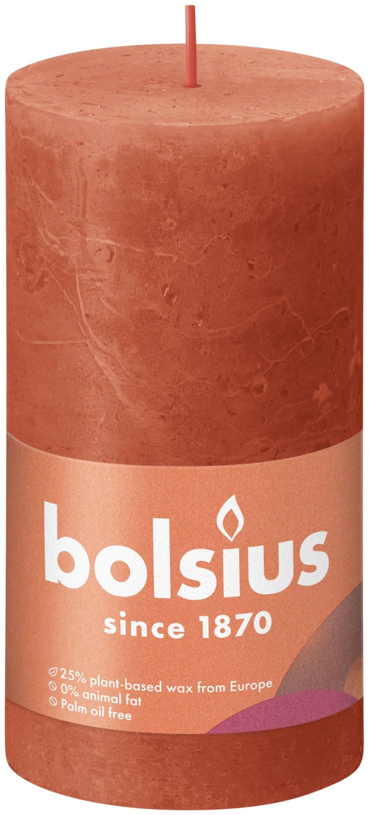 Bougie pilier Bolsius rustique 13x6,8 cm orange terreux