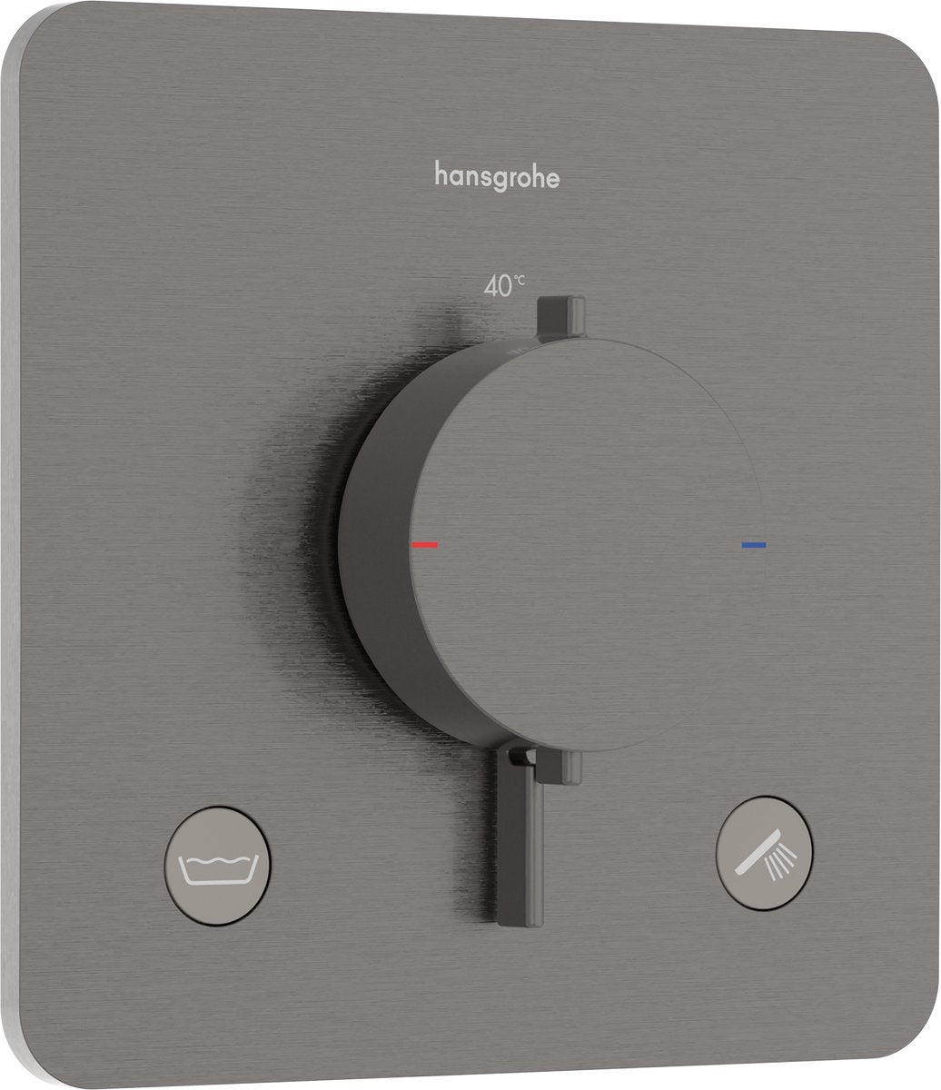 Hansgrohe ecostat confort q - thermostat intégré - 2 fonctions - thermostat de douche - combinaison de sécurité en1717 - chrome noir brossé