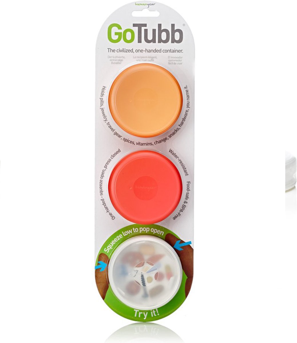Human Gear gotubb 3-pack boîtes de rangement moyennes clair rouge orange