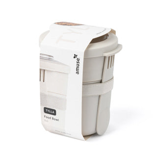 Amuse tylla duo boîte à lunch à l'avoine - 150 ml + 450 ml - tasse de yaourt à emporter - tasse de muesli parfaitement refermable avec cuillère - pot à déjeuner étanche - tasse à soupe sans BPA - beige