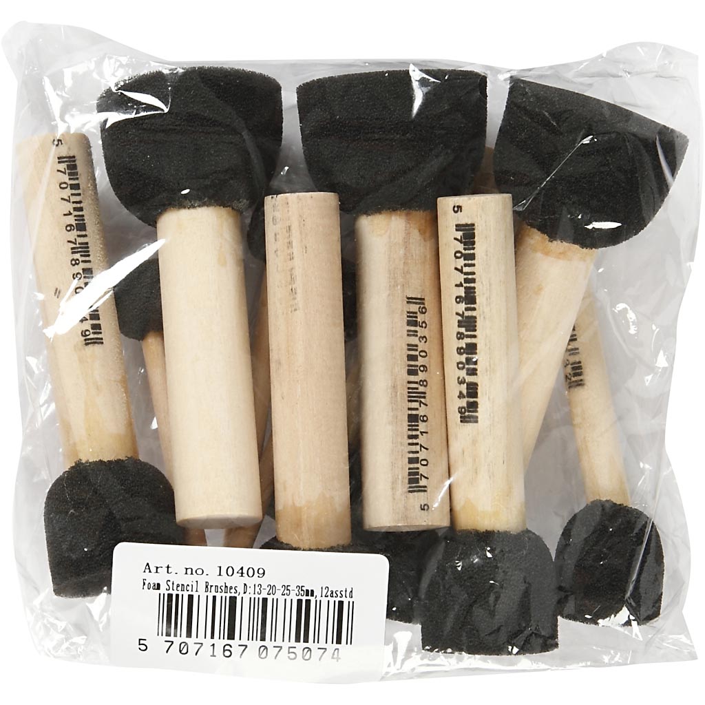Bâtonnets de tampons en mousse Creativ company, l: 9-10 cm, d 13+20+25+35 mm, 12 pièces 1 boîte