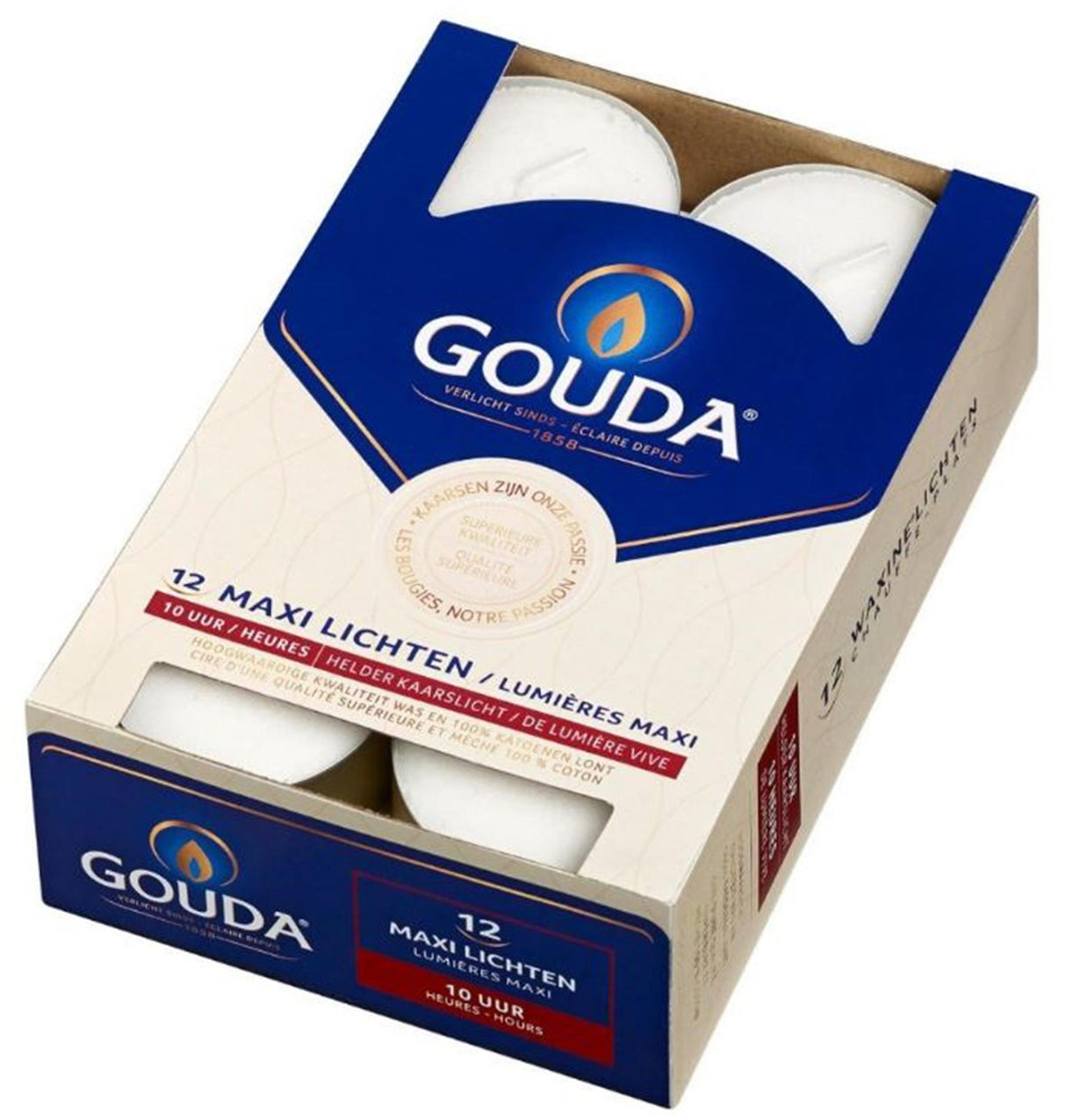 Gouda maxi bougie chauffe-plat 10 heures boîte de 12
