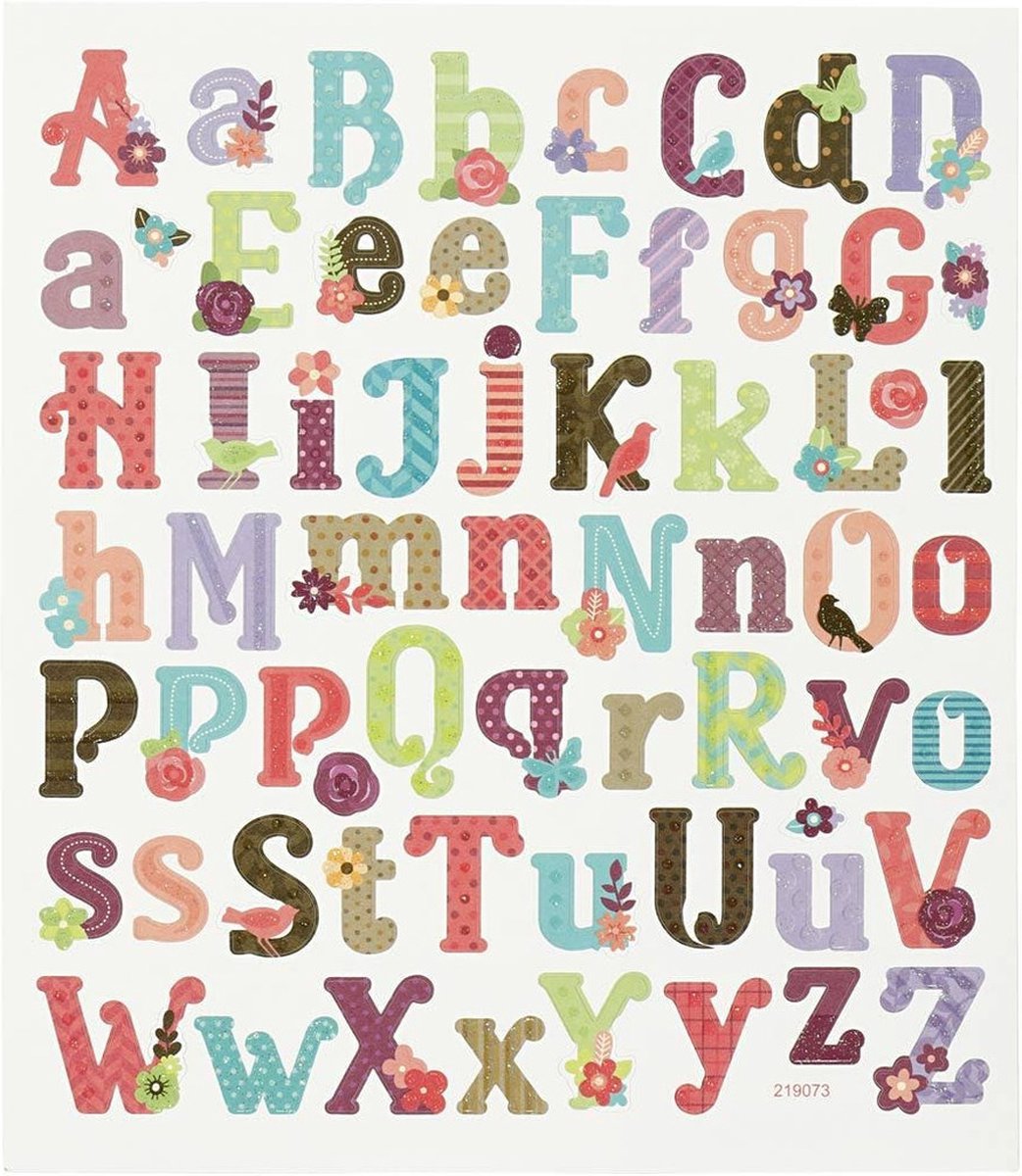 Autocollants Creativ company, alphabet, feuille 15x16,5 cm, 1 feuille