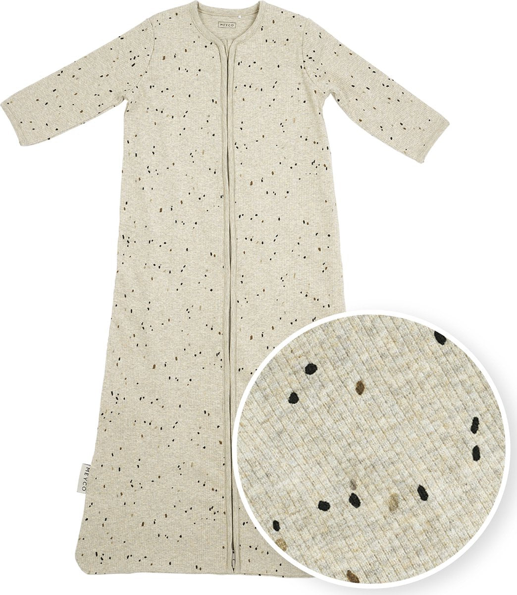 Meyco baby rib mini spot gigoteuse avec manches - sable mélangé - 70 cm - 1,0 tog