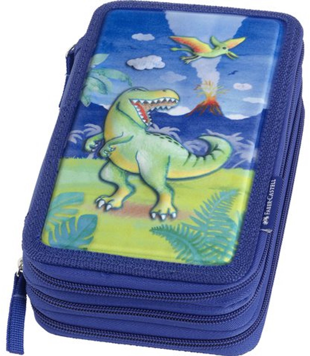 Faber Castell trousse 3 compartiments dinosaure sans contenu