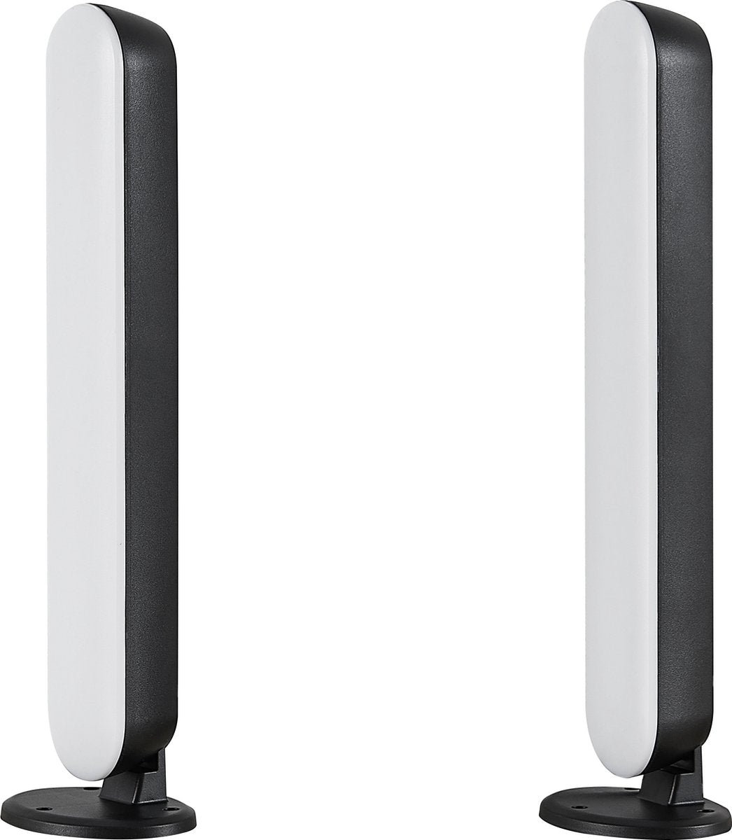 Lampe de table de jeu Rl live your light Reality - noire - incl. 2x LED rgb 2,5w - lumière dynamique - variateur intégré - fonction mémoire - télécommande - changeur de couleurs rg - contrôle du son