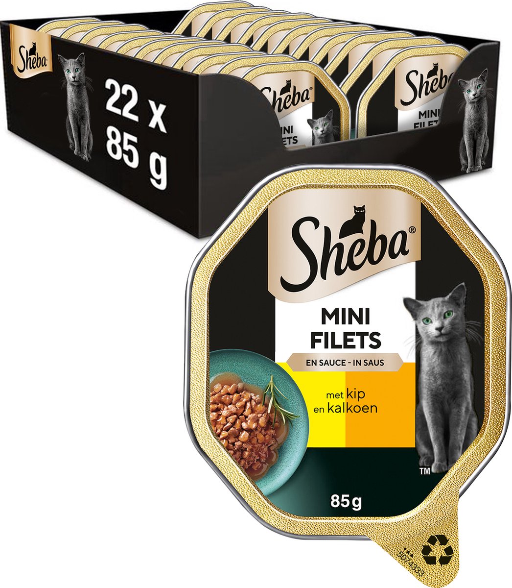 Nourriture pour chat Sheba - mini filets - poulet dinde en sauce - barquettes 22x85g