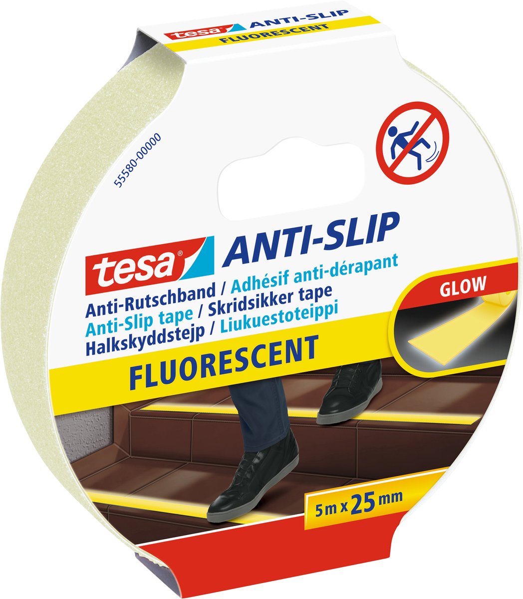 Tesa - anti-dérapant e | pieds 5m x 25mm | jaune fluo