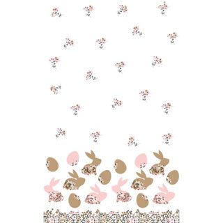 Nappe de Pâques Duni lapins fleuris 138x220 cm | 2 pièces
