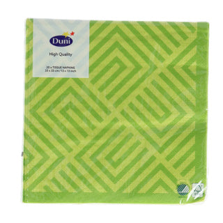 Serviettes Duni mosaïque kiwi 33x33 cm | 12 pièces