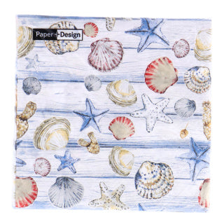 Serviettes Duni coquillages de plage 33x33 cm | 12 pièces