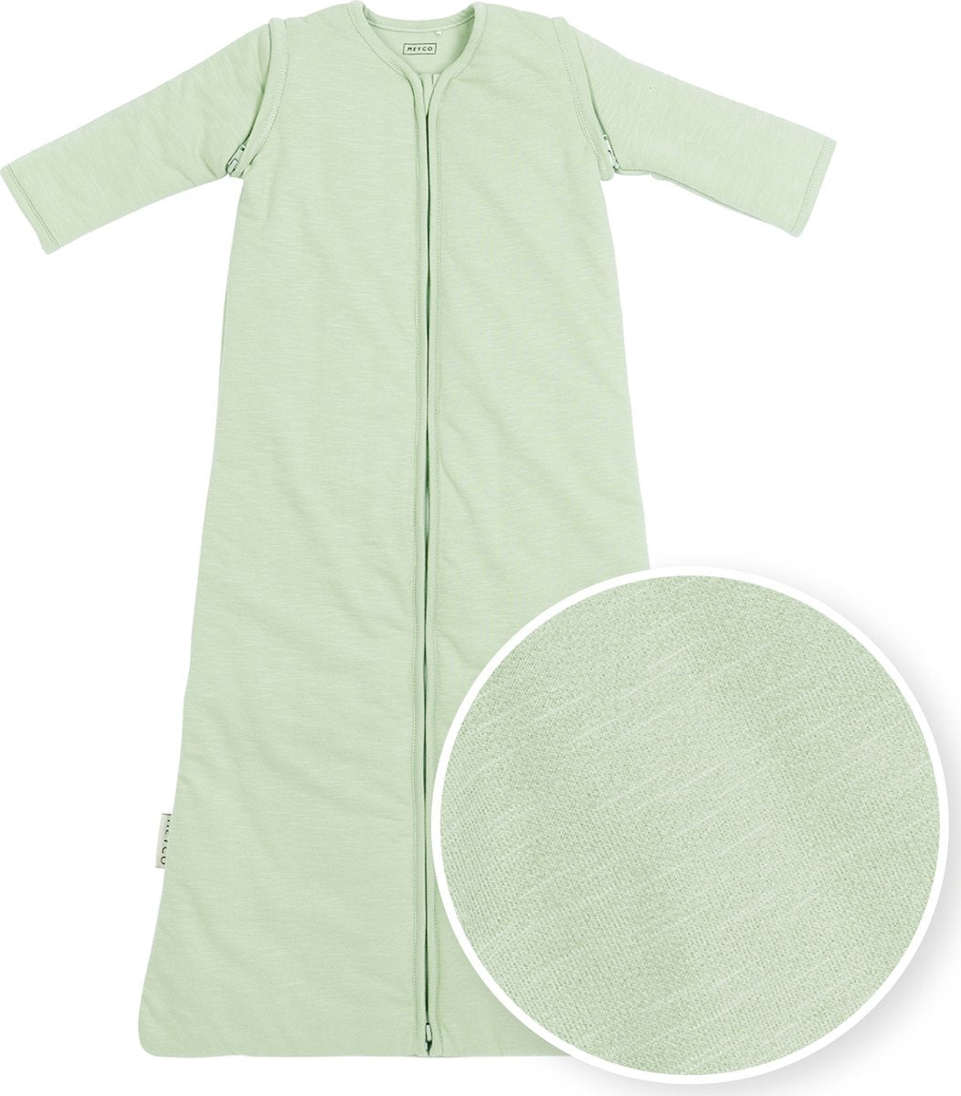 Meyco gigoteuse hiver flammé - manches zippées - vert tendre - 90 cm - gigoteuse d'hiver