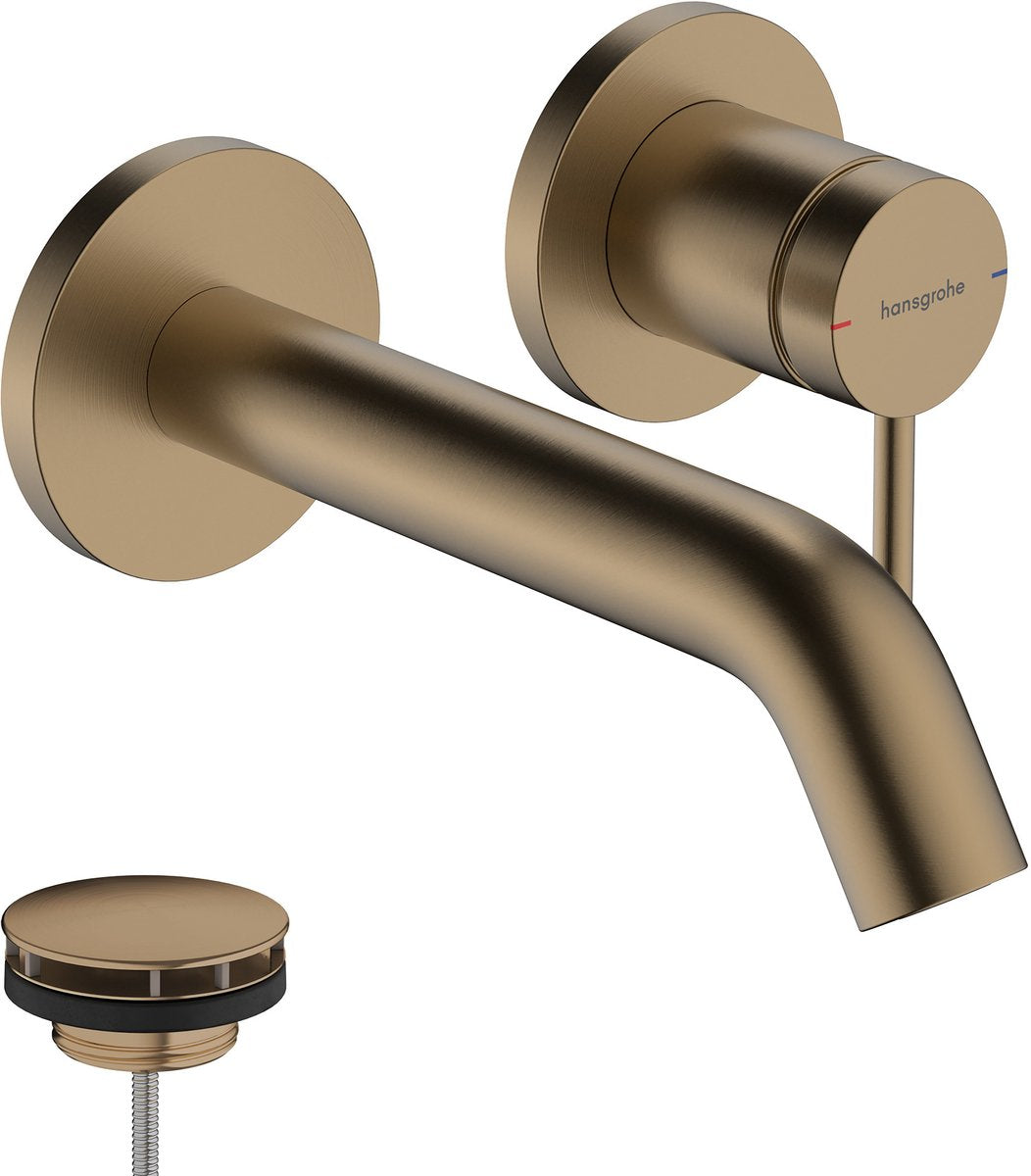 Hansgrohe tecturis s - robinet de lavabo à encastrer - pour montage mural - commande monocommande - bec 16,5 cm - bronze brossé