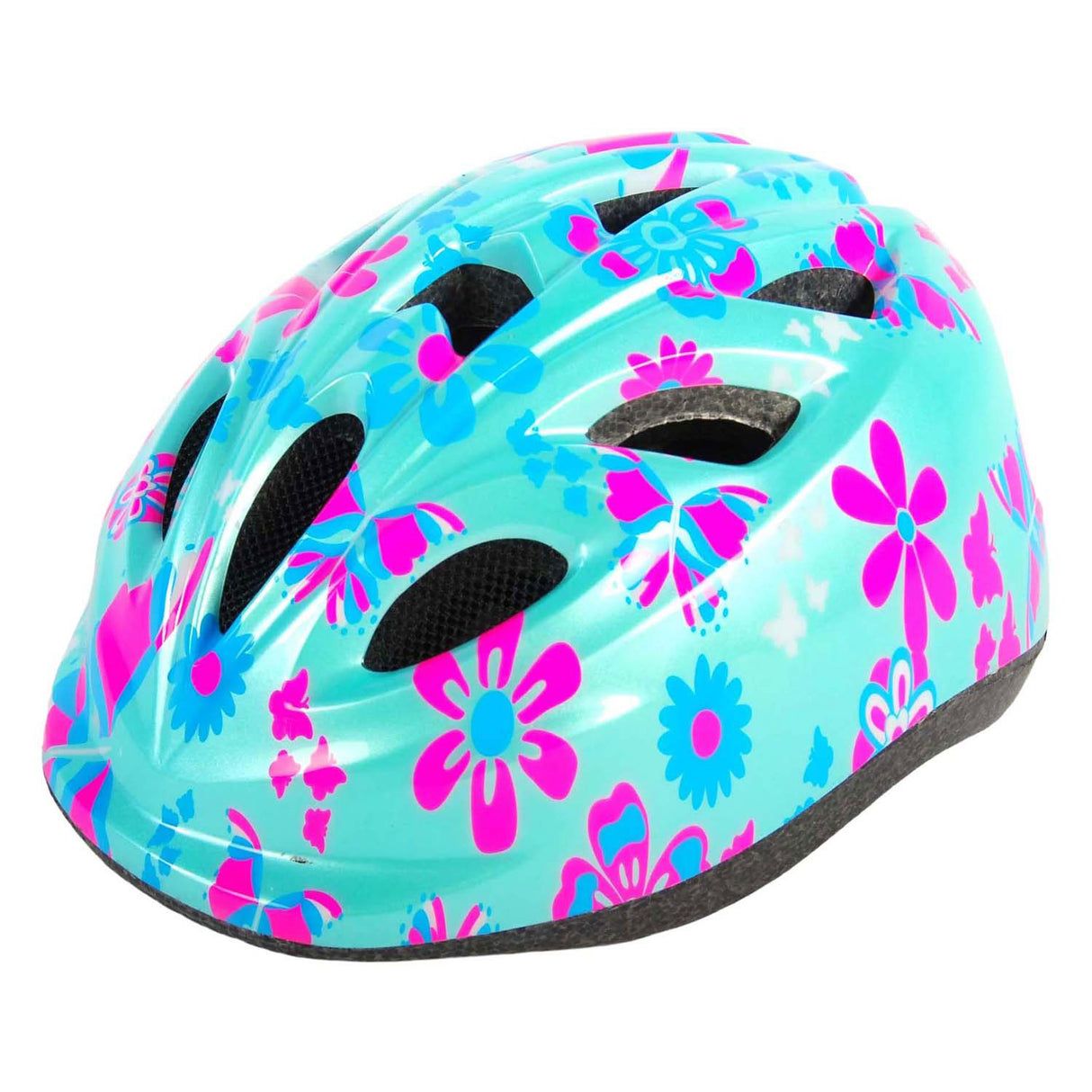 Casque de vélo enfant Volare - xs - fleurs bleu rose - 47-51 cm - très petit modèle