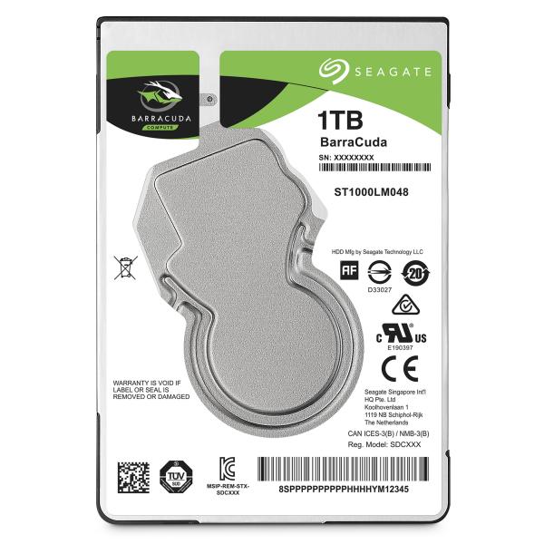 Seagate st1000lm048 barracuda hdd, 1 To, 2,5, sata3 6 Gbit/s, 5 400 tr/min, 128 Mo, 1,7 W