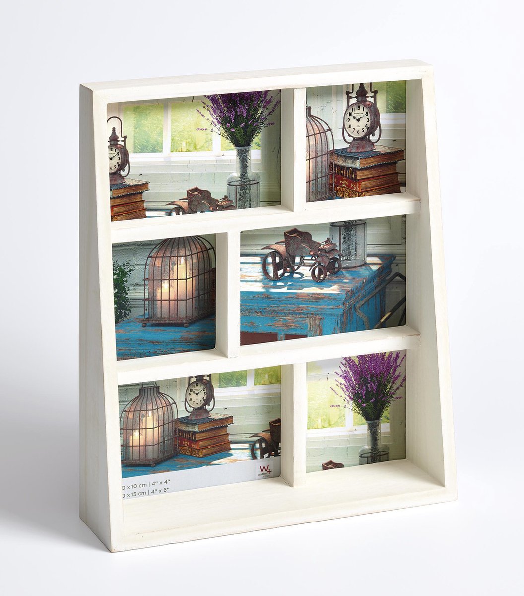 Walther rustique - cadre photo - format photo 3x10x10 cm + 3x10x15 cm - blanc
