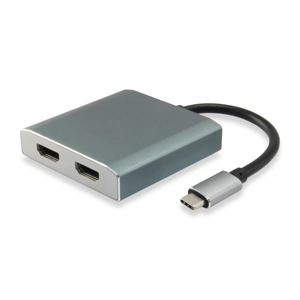 Equip 133464 Adaptateur USB Type C vers 2x HDMI femelle, 2160p à 30 Hz, USB3.1 Gen1, gris