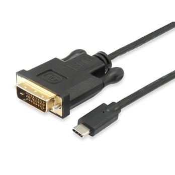 Equip 133468 câble usb type-c vers dvi-d, mâle mâle, droit, 1,8 m, noir