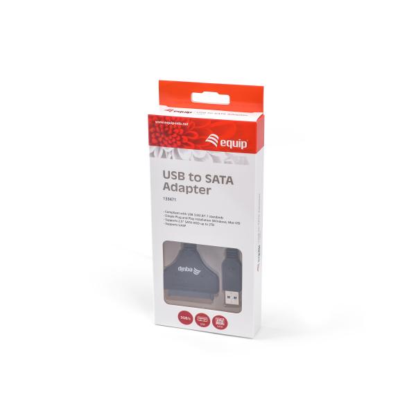 Equip 133471 adaptateur usb3.0 vers sata, mâle mâle, 0,5 m, noir