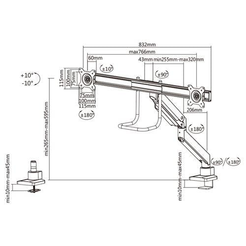 Neomounts NM -D775DXBLACH SCREAT SCREAT LA MONT PRINCE TV, 8 kg, 10 - 32) 100x100 mm, BLA