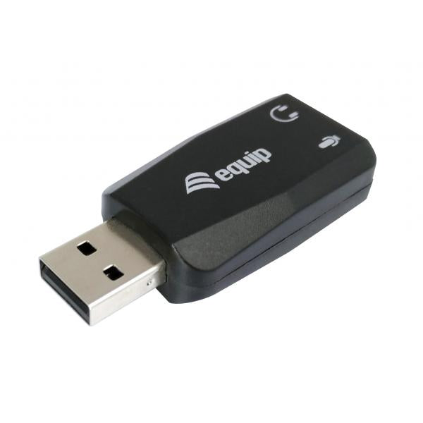 Equip 245320 Adaptateur audio USB, USB type A, 3,5 mm, 22 mm, 51 mm, 12 mm, noir