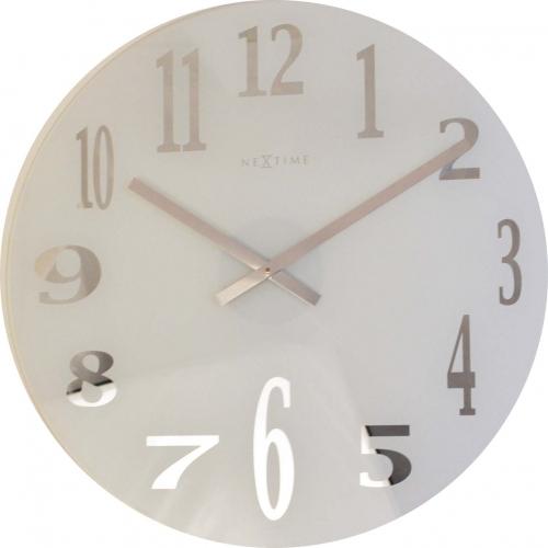 Horloge Nexttime 2472 verre miroir, ø43 cm, murale, blanc