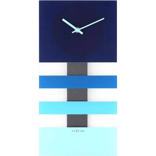 Horloge Nexttime 2855bl rayures audacieuses, 38x19 cm, murale, bleue
