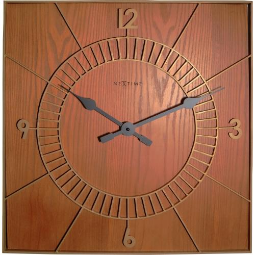 Horloge Nexttime 3112br bois carré, 50x50 cm, murale, marron