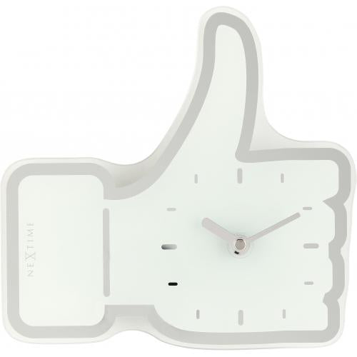 Horloge Nexttime 5185wi mini pouces vers le haut, 20,5x21 cm, murale, blanc argent