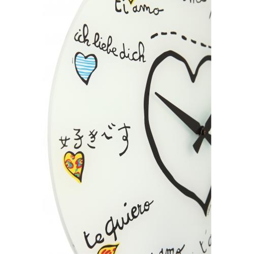 Horloge Nexttime 8030 t'aimer, ø43 cm, murale, blanc multicolore