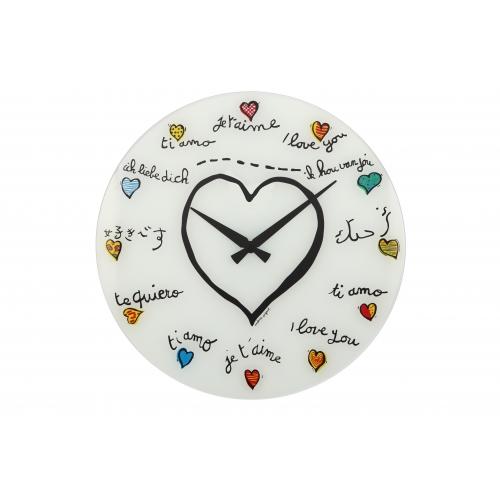 Horloge Nexttime 8030 t'aimer, ø43 cm, murale, blanc multicolore