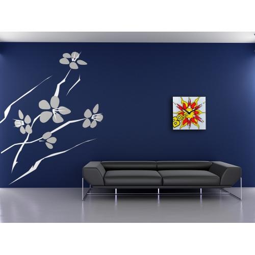 Horloge Nexttime 8173 arbre, 43x43 cm, murale, rouge jaune blanc