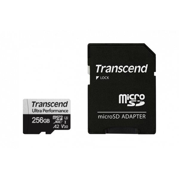 Transcend TS128gusd340s 340s microSDXC avec adaptateur, 128 Go, UHS-I U3 A2, 3D NAND, 160 125 Mo s