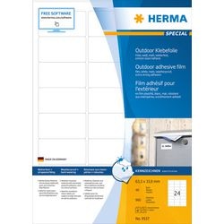 Herma 9537 étiquettes (a4) 63,5 x 33,9 mm feuille, blanc mat 960 pièce(s) étiquettes en film adhésif extra fort