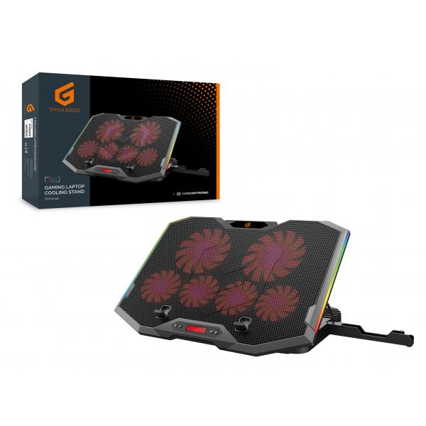 Conceptronic thyia01b thyia ergo support de refroidissement pour ordinateur portable de jeu à 6 ventilateurs, 17 43,2 cm, 6 pièce(s) boutons,